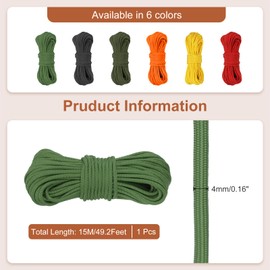sourcing map 650 Paracord 50 Feet, 4mm 9 Strand Parachutes Cord Spool Survival Strong Rope String for Camping Hiking Fishing, Army Green