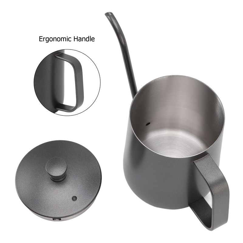 Long Narrow Coffee Kettle Black Stainless Steel Rustproof Small Pour