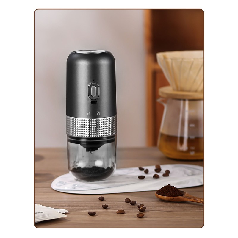 Black Coffee Bean Grinder Dry Wet Dual Use 1500mAh Small