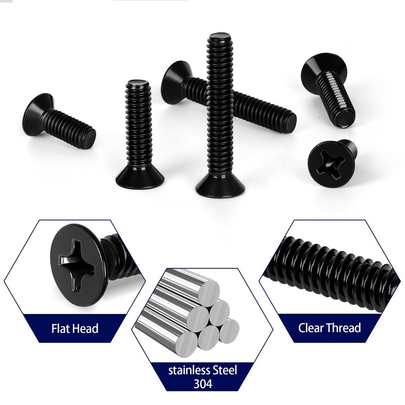 #8-32 x 2 Flat Head Machine Screws, Full Thread, Stainless