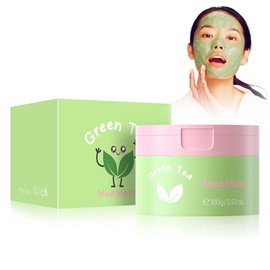 Green Tea Clay Mask, Green Tea Face Mask, 100 g, Natural Cosmetics Against Pimples, Blackheads and Acne, Anti-Ageing Care for Dry and Blemished Skin, Deep Cleansing Mask for Face