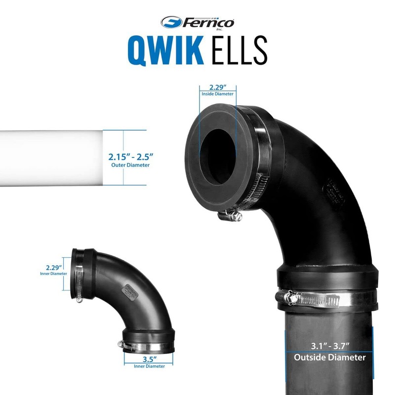 Fernco 3" Flexible PVC 90-Degree Elbow Includes Optional 2" Reducer