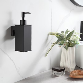 DAZI Soap Dispenser, Black, Refillable Wall Soap Dispenser, Premium Aluminium Rustproof Hand Soap Dispenser for Bathroom, Kitchen, Home, Hotel Decor, 240 ml (Wall)