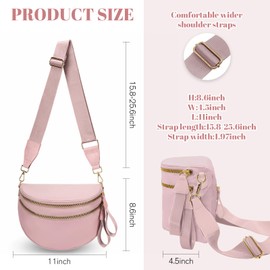 WOOMADA Checkered Crossbody Bag Bum Bag for Women, Fanny Pack Checkered Purse, Belt Bag with Shoulder Strap(Powdery)