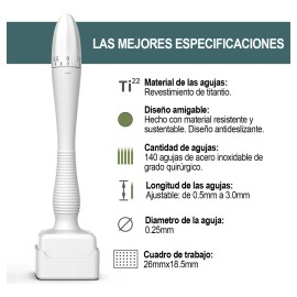 Dermaroller Facial Barba 0.5-3 Mm Titanio Regenera Colágeno