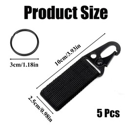 5 Pcs Tactical Gear Carabiner Clip Hanging Belt Clip Belt Key Holder Nylon Webbing Buckle Strap Clip Backpack Clips for Hiking Outdoor Climbing
