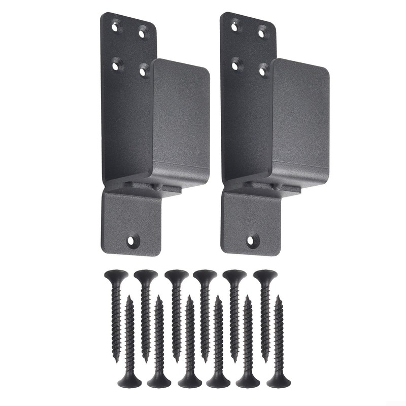 Protective Steel Door Brackets Compatible with Any Width Door (Black)