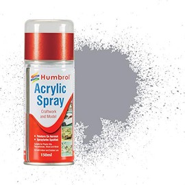 Humbrol Acrylic Spray Matt Shade 64 Paint Model Kit, 150ml, Light Gray