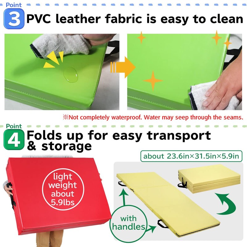 KaRaDaStyle Gymnastics Mat 4-Folding Stretch Mats 71"x31"x2" Exercise Muscle Training