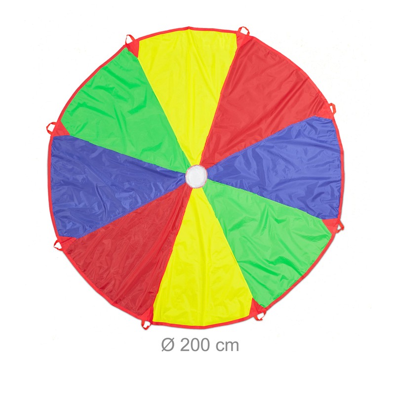 Relaxdays Children's Swing Cloth, Diameter 2 m, 8 Handles, Rainbow