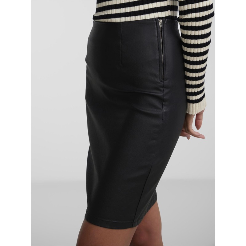 PIECES Women's PCPARO HW Coated Skirt/Noos BC 17092820, black