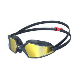 Speedo Unisex Hydropulse Swimming Goggle | Comfortable Fit | Adjustable Design, Navy/Oxid Grey/Phoenix Red/Gold, One Size