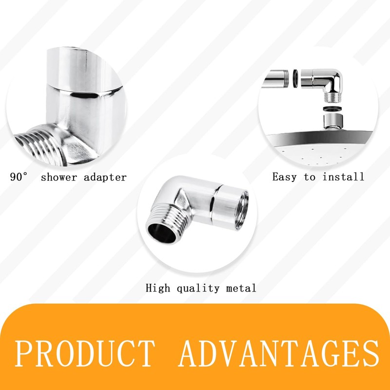 Shower Elbow Adapter, 90 Degree Elbow Shower Hose Connector, Adjustable