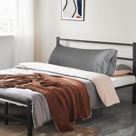 Body Pillow Pillowcase 100% Cotton 600 Thread Count, Hotel Soft Body Pillow Cover, Long Pillow Case Cover Breathable Cotton, 21x48 Inch, Dark Grey