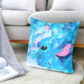 KARPIX Stitch Cushion Cover 45 x 45 cm, Cartoon Cute Pattern Cushion Cover, Decorative Cushion Cover for Children Girls Pillow, Sofa Bedroom Decorative Cushion Cover