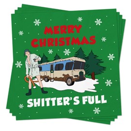 Funny Christmas Cocktail Napkins, Christmas Vacation Decorations, 50 Pack Beverage Paper Napkins, Griswold Family Christmas Vacation Merchandise, Christmas Party Decor Supplies