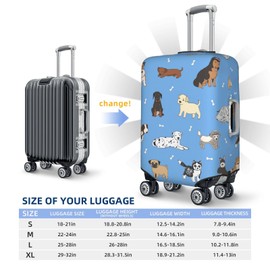 Lukbfall Dogs Blue Background Luggage Suitcase Covers Elastic Washable Cute Puppy Luggage Protector Travel Suitcase Protective Cover For Kid And Adult, M (Fit 22-24 Inch Luggage)