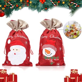 Santa Sacks, 2 x Christmas Bags, Santa Sack, Jute Bag, Christmas, Gift Bags for Filling, Santa Sack with Drawstring for Christmas Decoration