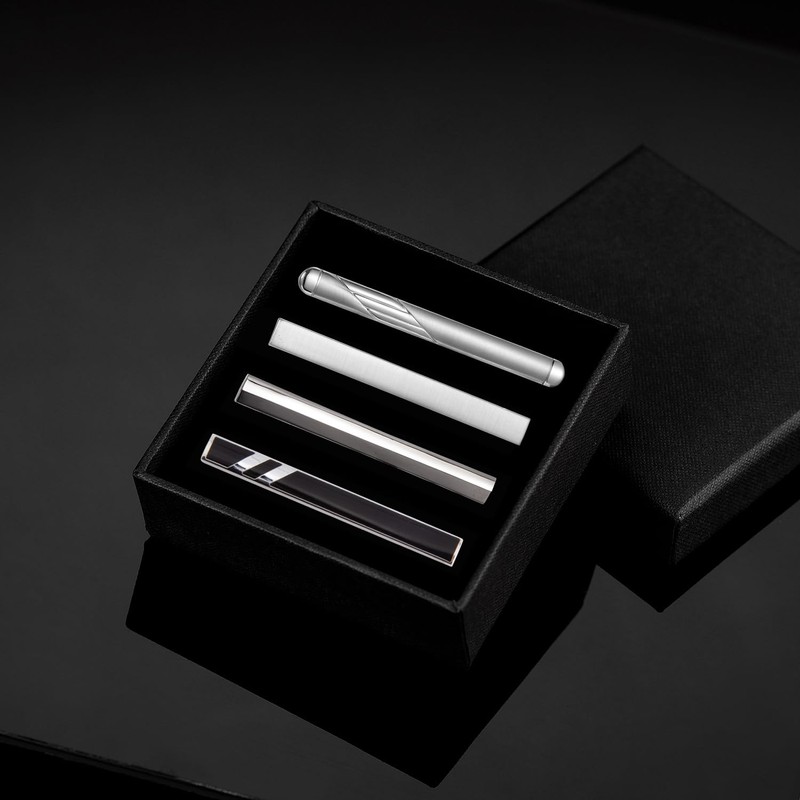 Wynameleri Tie Clips for Men 4 Pcs, Business Shirt Tie