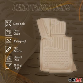 OMAC Floor Mats for Buick Enclave 2008-2017 Car Mats All Weather 3D Custom Fit Rubber Mat Waterproof Odorless TPE Floor Liners Laser Measured Non-Slip (Beige)
