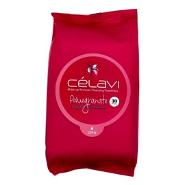 Celavi Makeup Remover Cleansing Wipes Removing Towelettes 2 Packs - 60 Sheets (Pomegranate)