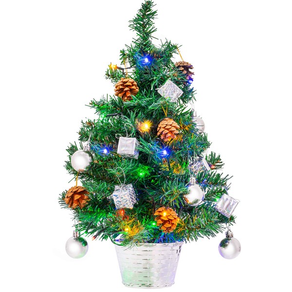 GloBrite Pre Lit Mini Christmas Tree | 45cm Small Christmas Tree with 40 LED Lights, Mini Christmas Tree with Lights | Table Top Christmas Tree, Small Christmas Tree with Lights, Christmas Tree Small