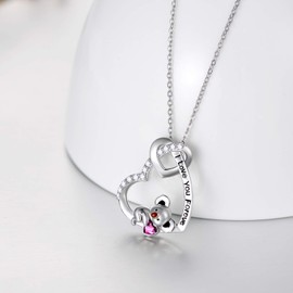 AOBOCO Koala Necklace 925 Sterling Silver I Love You Forever Cute Koala Animal Heart Pendant Necklace with Purple Crystal Valentines Anniversary Koala Jewelry Gifts for Girlfriend Wife