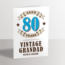 80th Birthday Card for Vintage Grandad Aged 80 Years