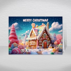 Special Family Christmas Card, A5 Size Christmas Card for Special Family, Luxury Christmas Greeting Cards with a Christmas Wishes Greetings Verse Inside: Gingerbread House Christmas Card
