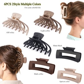 ONVIPSTOO 4.8 Inch Extra Large Claw Clips & 4.1 Inch Big Square Claw Clips，Matte Colour Strong Hold Non-Slip Hair Clips Jaw Clip for Women for Thick Thin Hair. (Brown Black Beige)