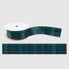 Whaline Tartan Plaid Ribbon 1 Inch Green Blue Checkered Satin Ribbons 15 Yards Fabric Ribbon for Baby Shower Birthday Christmas Wreath Bow Decoration Gift Wrapping