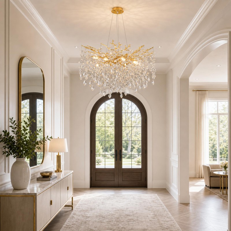 XYDikssn Modern Gold Crystal Tree Chandelier - 24 Inch 10-Light