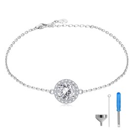 JZCOLOR Sterling Silver Cremation Bracelet for Ashes: Memorial Urn Jewelry with CZ Adjustable Keepsake Bracelet for Women