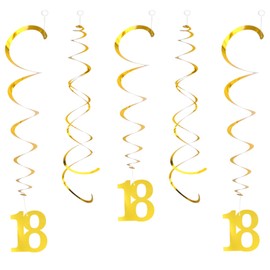 Pack of 20 Gold 18th Birthday Swirl Decoration, 18th Birthday Decoration Gold, Spiral Garland, Decoration for 18th Birthday Boy, 18th Happy Birthday Party (18)
