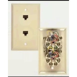 Allen Tel Flush Mount Duplex Wall Jack, 6 Conductor, 6 Position, Plastic, Ivory