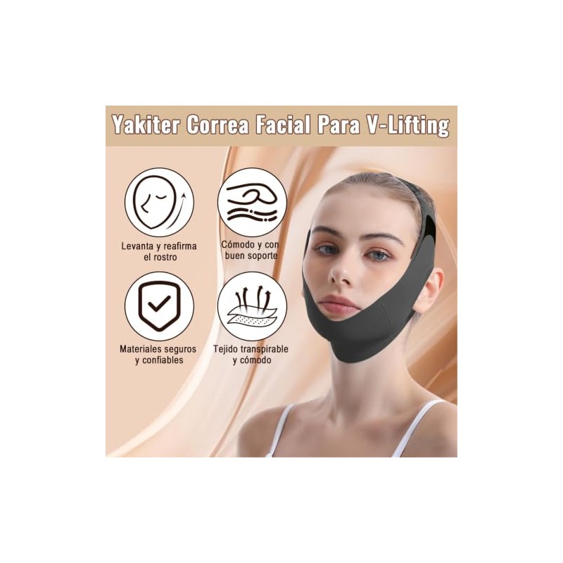 Yakiter 2Pcs Faja Papada Facial Lifting,Reutilizable Faja para Papada Mujer,para