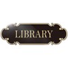 Library Sign 9x3 inch Spay Gold - Self-adhesive Signage for