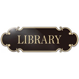 Library Sign 9x3 inch Spay Gold - Self-adhesive Signage for Library Reading Room