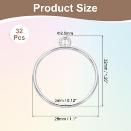 sourcing map 32 Pcs Open Bezel, Round Resin Bezels Pendants Open Back Bezels Metal Hollow Frame Charm for DIY Resin Crafts Earrings Jewelry Making, Silver