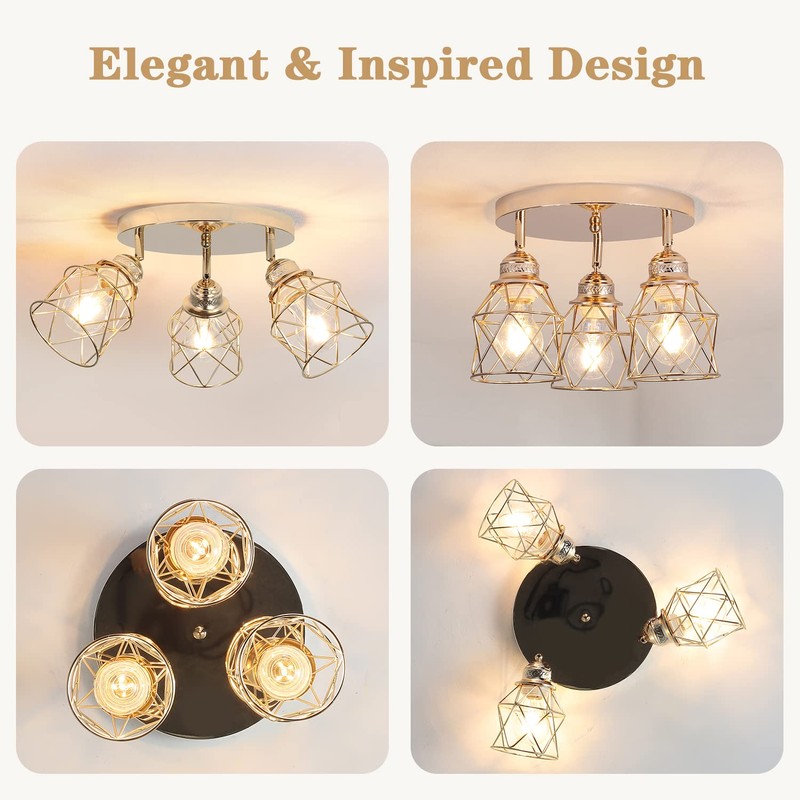 ABEAJAT Kitchen Light Fixtures - 3-Lights Multi-Directional Ceiling Lamp with
