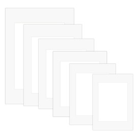24 Pcs Photo Mounts for Frames, Picture Mounts for Frames, 5 Inch 6 Inch 7 Inch 8 Inch 10 Inch A4 Picture Frame Mounts, White Photo Frame Mounts for Picture Paintings Artwork Mount Board Card Mats
