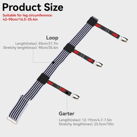 Mozeat Lens Shirt Stays for Men Adjustable Elastic Shirt Garter Shirts Holder with Non-slip Locking Clamps Upgraded Shirt Tucker,Premium Adjustable Shirt Holders(black and white