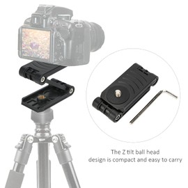 ASHATA Portable Z Flex Tilt Head Quick-Folding Z Flex Tilt Tripod Head for DSLR Camera Camcorder Tripod Slide Rail Z Tilt Gimbal Quick Release Plate Bracket Stand with Wrench