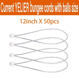 50-Piece YELIER Ball Bungee Cord (White, 12"), UV Resistant, Antioxidant, Secure Tie Down