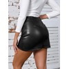 We1Fit Womens Fuax Leather Skirt High Waist Bodycon Mini Asymmetrical