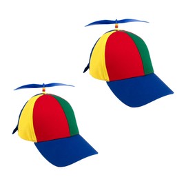 Framendino, 2 Pack Detachable Propeller Top Hat Adult Rainbow Helicopter Baseball Cap Blue 2 Sizes