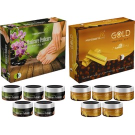 PROFESSIONAL FEEL GOLD + MANICURE PEDICUR FACIAL KIT, Combo for All Type Skin, Instant Result Without Damage Skin (Set of 5) (2 x 250 G)