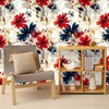 Akodm Large Red Floral Peel and Stick Wallpaper Bold Removable
