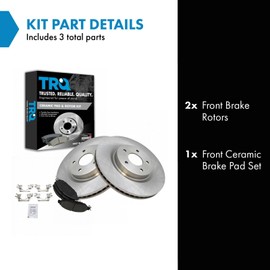 TRQ Front Brake Pad and Rotor Set Ceramic Vented Rotors Compatible with 2013 Infiniti JX35 2014-2020 QX60 2015-2021 Nissan Murano 2013-2020 Pathfinder