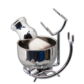 Grandslam Shaving Brush 3-in-1 Men's Set Shaving Brush Pure Synthetic Hair, Stainless Steel Shaving Brush Holder and Shaving Bowl, Gift for Father, Husband, Men